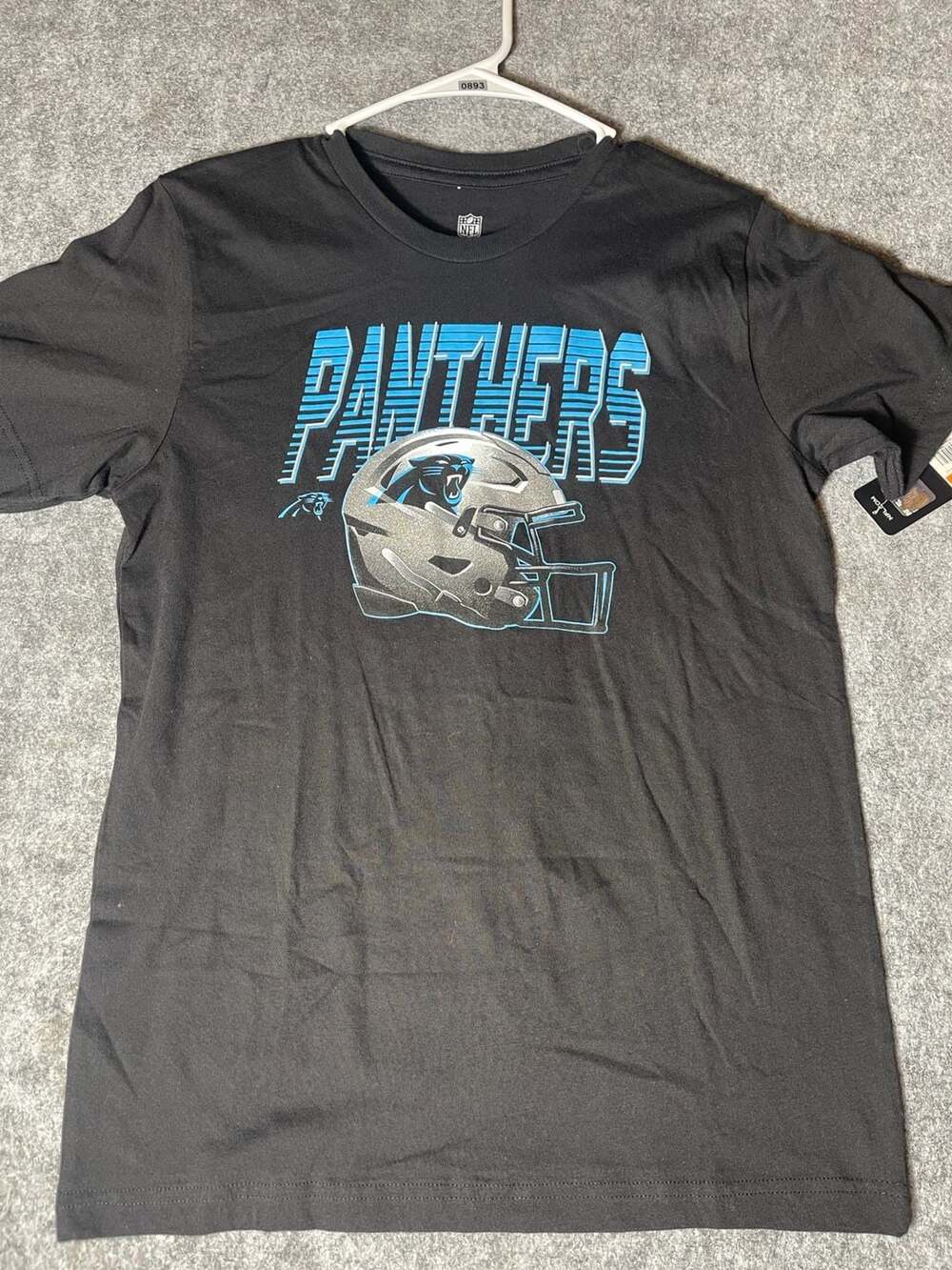 Youth Carolina Panthers NFL Graphic Football Helmet Black T-Shirt